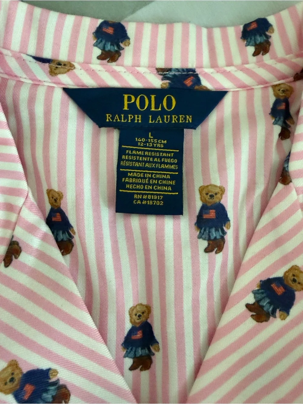 NWT Polo by Ralph Lauren Pink & White Striped Bear Polo